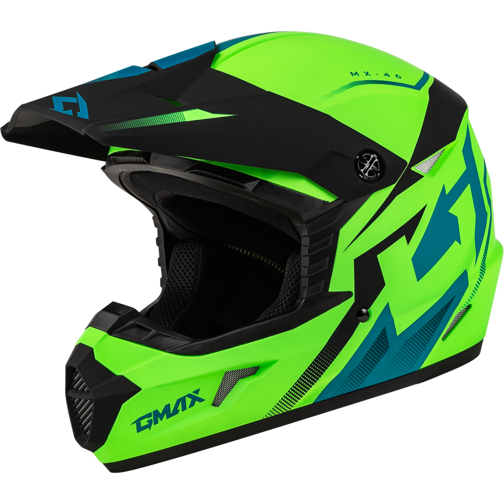 Mx 46 Compound Helmet Matte Hi Vis Green/Blk/Blue 2x