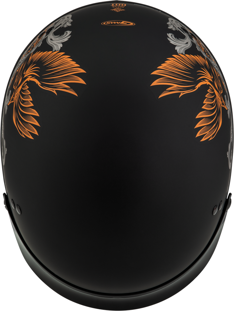 Hh 65 Corvus Helmet W/Peak Matte Black/Silver/Orange Md