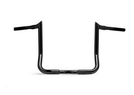 BAGGERNATION 10-inch black Monkey Bagger Bars for Harley FLH/Flt motorcycles, featuring ergonomic handlebar design.