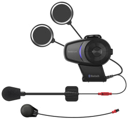SENA 10s motorcycle headset and intercom device with control buttons, black compact design for rider communication.