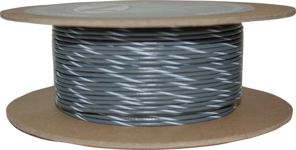 100' Spool 20 Gauge Wire (Gray/White Stripe)