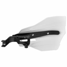 Load image into Gallery viewer, White ZETA Xc Pro Convert handguard for motocross bikes, showing the sleek, durable design with mounting points and branding details.