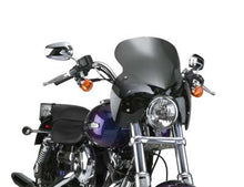 Load image into Gallery viewer, National Cycle Wave Q R Windshield with Dark Tint installed on motorcycle, with sissy bar for added comfort and style.