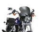 National Cycle Wave Q R Windshield with Dark Tint installed on motorcycle, with sissy bar for added comfort and style.