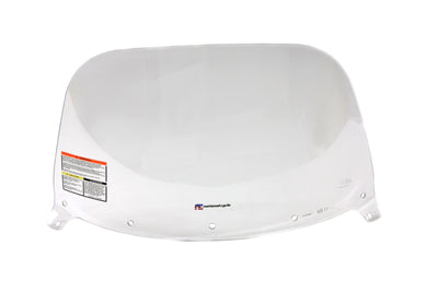 Clear replacement windshield screen for sissy bar, suitable for motorcycles, by National Cycle, shown on a motorcycle.