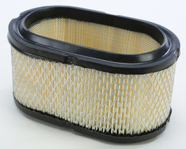 EMGO air filter showing a close-up of the rectangular filter with pleated paper media and plastic frame for motorcycle or vehicle use.