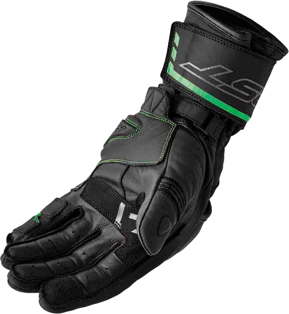 S1 Glove Blk/Flo Green Leather Lg