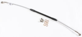 GALFER steel rear brake line for motorcycles, showing the durable braided steel cable and fittings for hydraulic control.