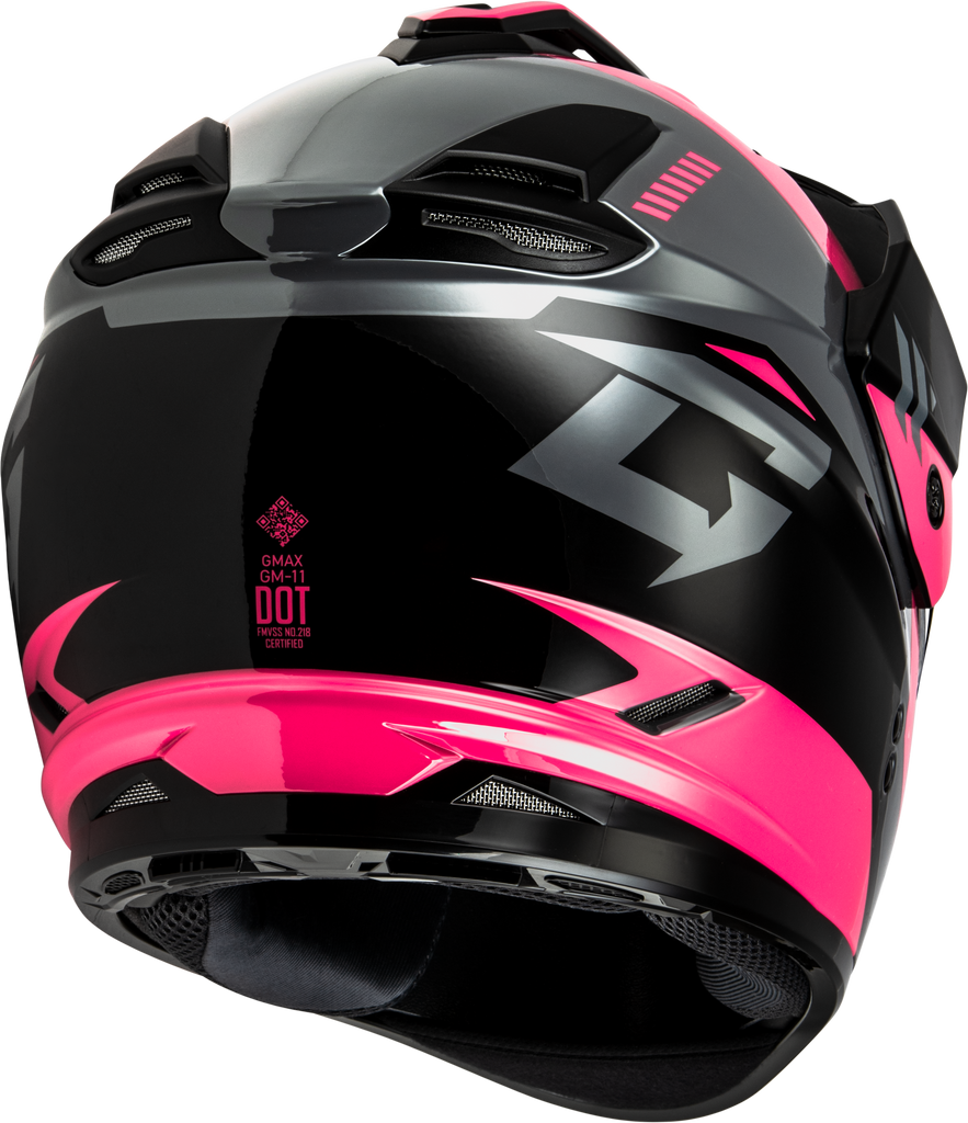 Gm 11s Ronin Snow Helmet W/ Elec Shield Black/Grey/Pink Xl