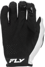 Load image into Gallery viewer, Fly Racing Lite Warp gloves in white, blue, and pink with padded palms and breathable mesh for motorcycle riding comfort.