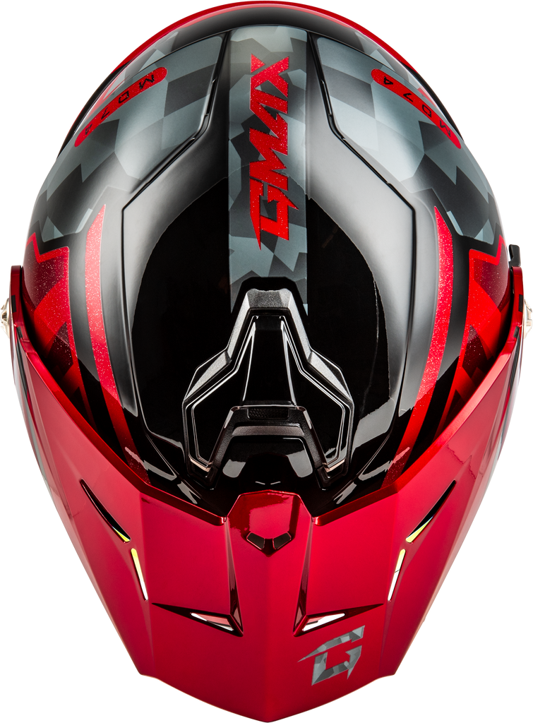 Md 74 Striker Modular Helmet W Red Shield Blk/Gry/Rd Mtlc Lg
