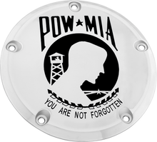 Load image into Gallery viewer, 7   M8 Flt/Flh Derby Cover Pow Mia Chrome