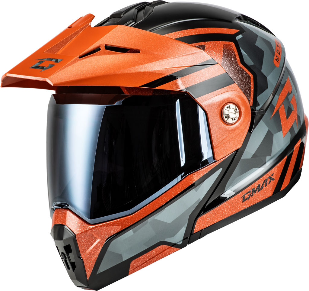 Md 74 Striker Modular Helmet W Smk Shield Blk/Gry/Or Mtlc Xs