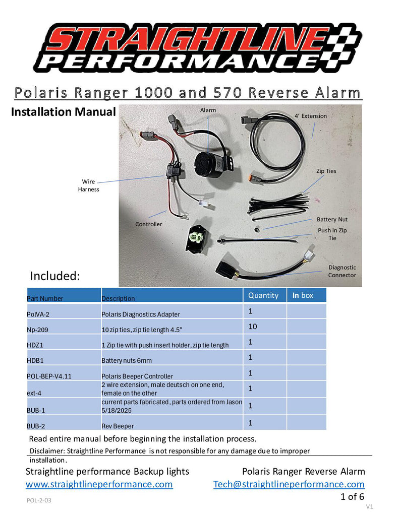 Automatic Backup Beeper Kit Pol