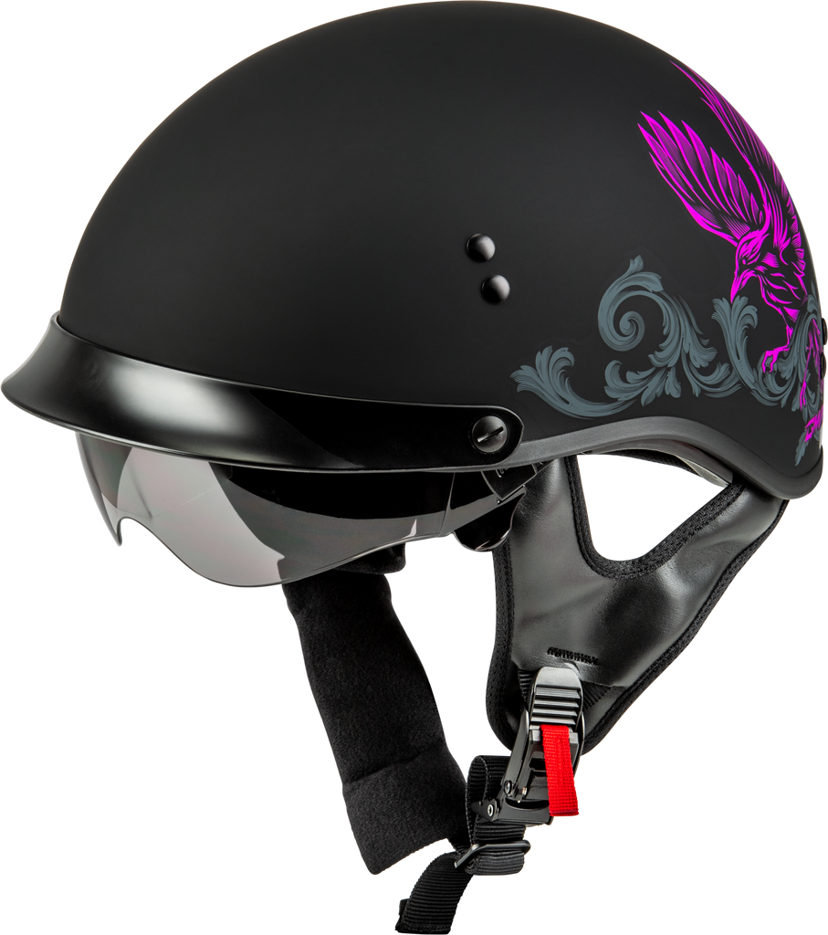 Hh 65 Corvus Helmet W/Peak Matte Black/Purple/Grey Lg