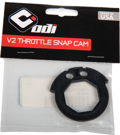 ODI Throttle Cams Cam M grips for motorcycle throttle control, shown in black with textured surface for grip.
