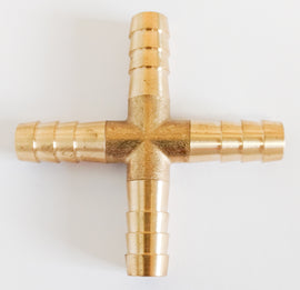 HELIX brass cross fitting with 3/8 inch connection, used for plumbing and hardware applications.