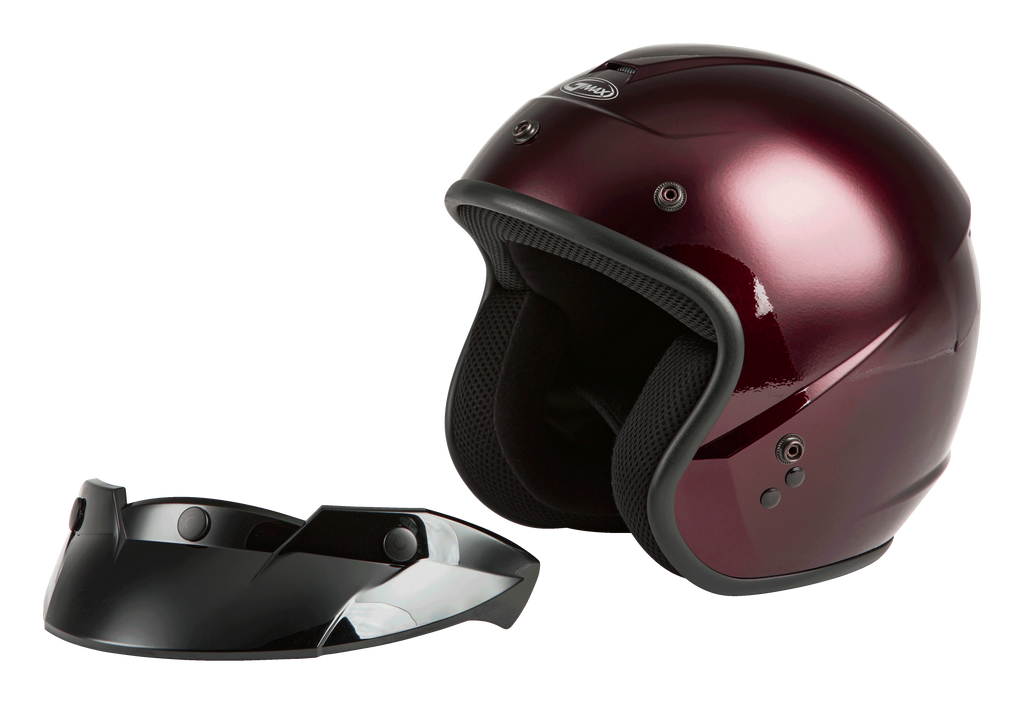 Of 2 Open Face Helmet Wine Red Md
