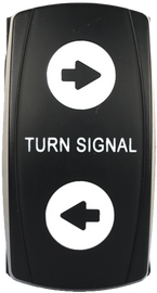 FLIP Turn Signal Standard Switch showing black switch with white markings for vehicle turn signaling.