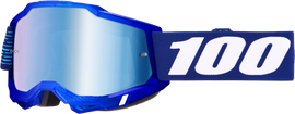 100 Percent Accuri 2 Goggle with mirror blue lens, sporty eyewear designed for cycling or outdoor activities.