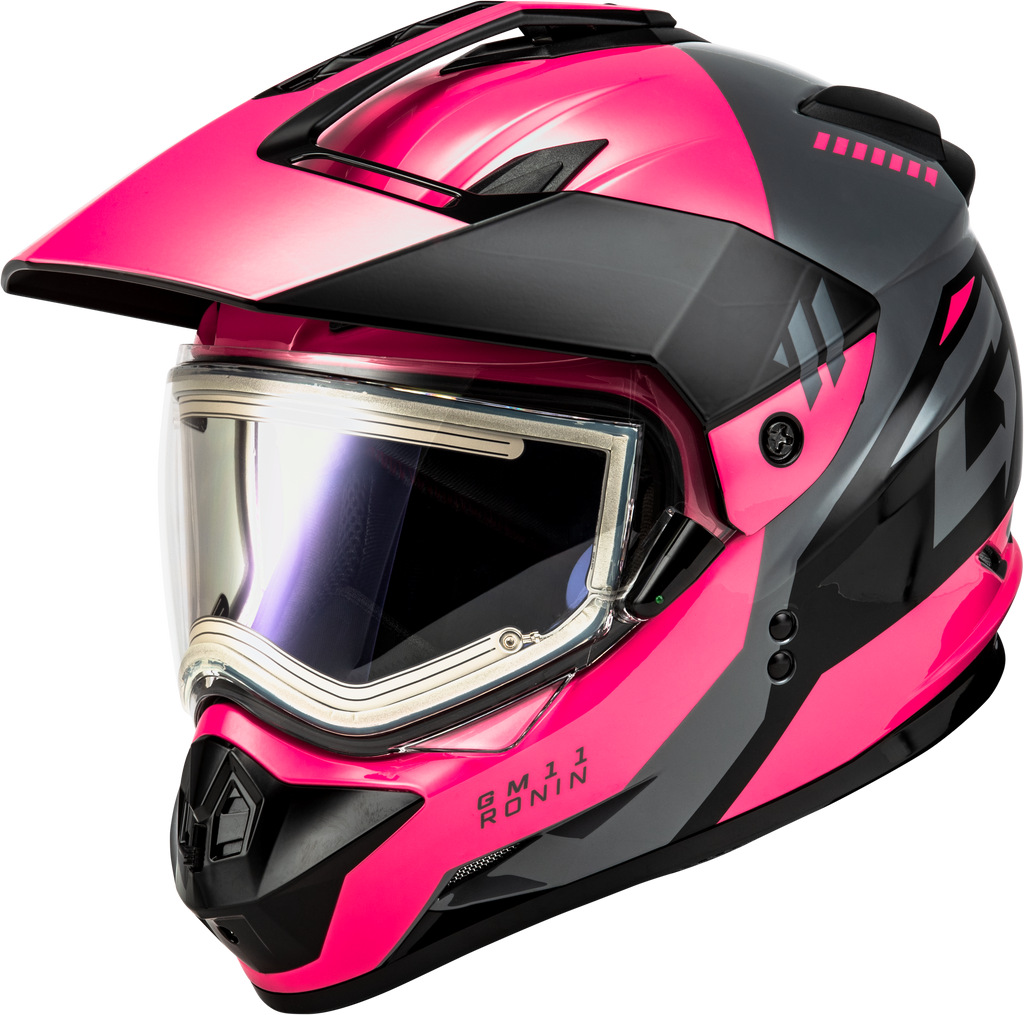Gm 11s Ronin Snow Helmet W/ Elec Shield Black/Grey/Pink Md