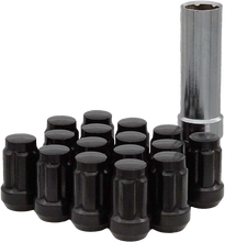 Load image into Gallery viewer, 16/Pk 12mmx1.25 Tapered Lug Nuts 60 Splined Black