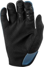 Load image into Gallery viewer, Fly Racing Radium gloves in slate and high visibility yellow, large size, showing the lightweight riding glove with padded palms.