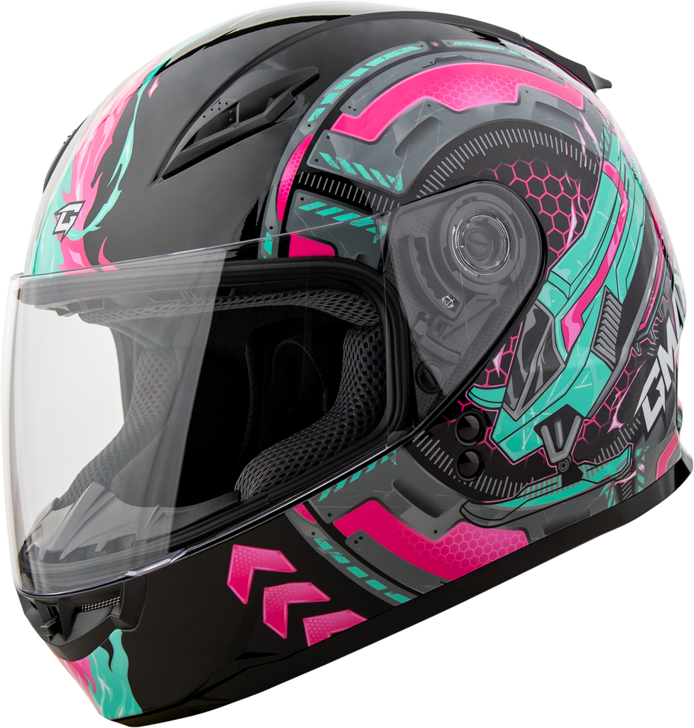 Youth Gm 49y Charge Helmet Black/Pink/Aqua Ys