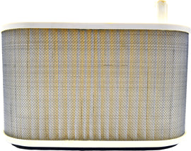 EMGO air filter for motorcycle or vehicle, shows a rectangular white filter element with black frame, designed for engine air intake.