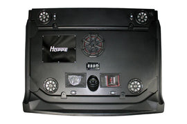HOPPE stereo top 4 speakers with subwoofer, black finish, showcasing sleek audio equipment for high-quality sound.