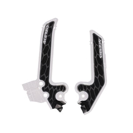 ACERBIS Hus White/Black frame guards for motorcycle body protection, featuring sleek white and black design with brand logo details.