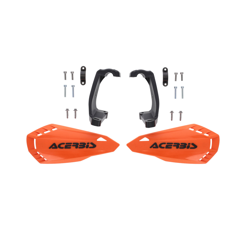 ACERBIS Firstmoto MX handguards mounted on motorcycle handlebars, providing protection for motocross riders.