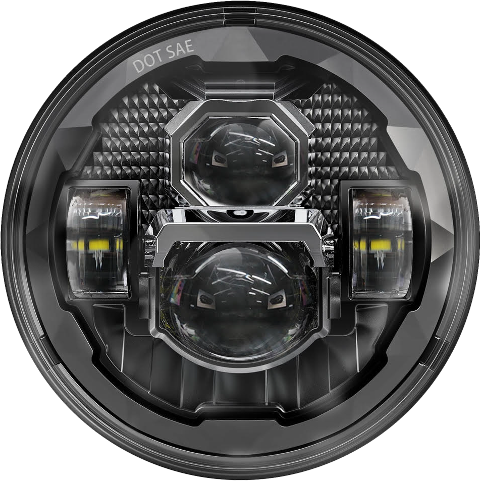 7" Led Headlight Rugged Ultra View Black