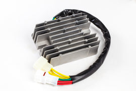 RICKS electrical regulator and rectifier for motorcycle, showing metal casing and wiring connection points.