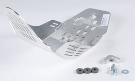 DEVOL skid plate guard showing metallic construction with mounting points, designed to protect vehicle undercarriage.