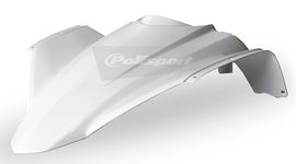 POLISPORT white body front cover for motorcycle or scooter, showcasing sleek, durable plastic design.