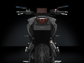RIZOMA Flat Out Fender Eliminator body kit for Yamaha motorcycle, sleek black design with streamlined appearance.