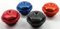 Orange rear brake cover for body from WORKS, shown on a vehicle, highlighting its vibrant color and sleek design.