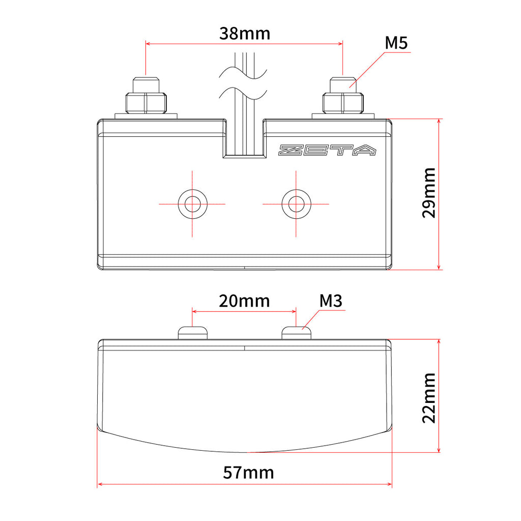 ZETA ZR45-3510 black compact license plate light for vehicle illumination, shown with lens and mounting hardware.