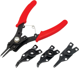 Performance Tool 5-piece snap ring plier set with various sizes for removing and installing snap rings and retaining clips.