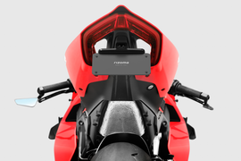 RIZOMA Flat Out Fender Eliminator for Ducati motorcycle, sleek black body component with precise mounting points.