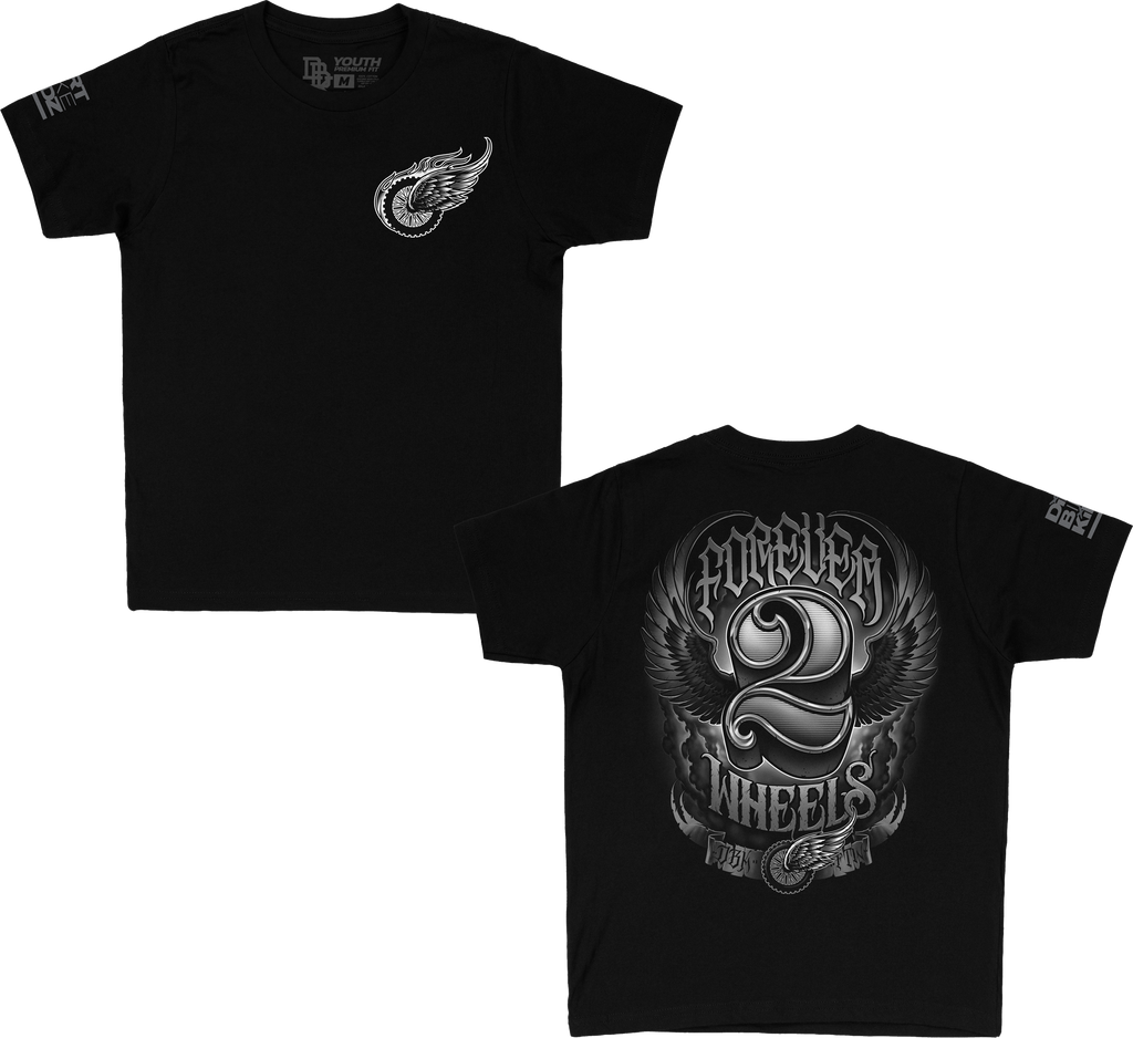 Two Wheels Youth Tee Black Ym
