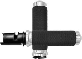 AVON Memory Foam Medium Chrome Twist Grip showing textured chrome finish and ergonomic design for bicycle or equipment use