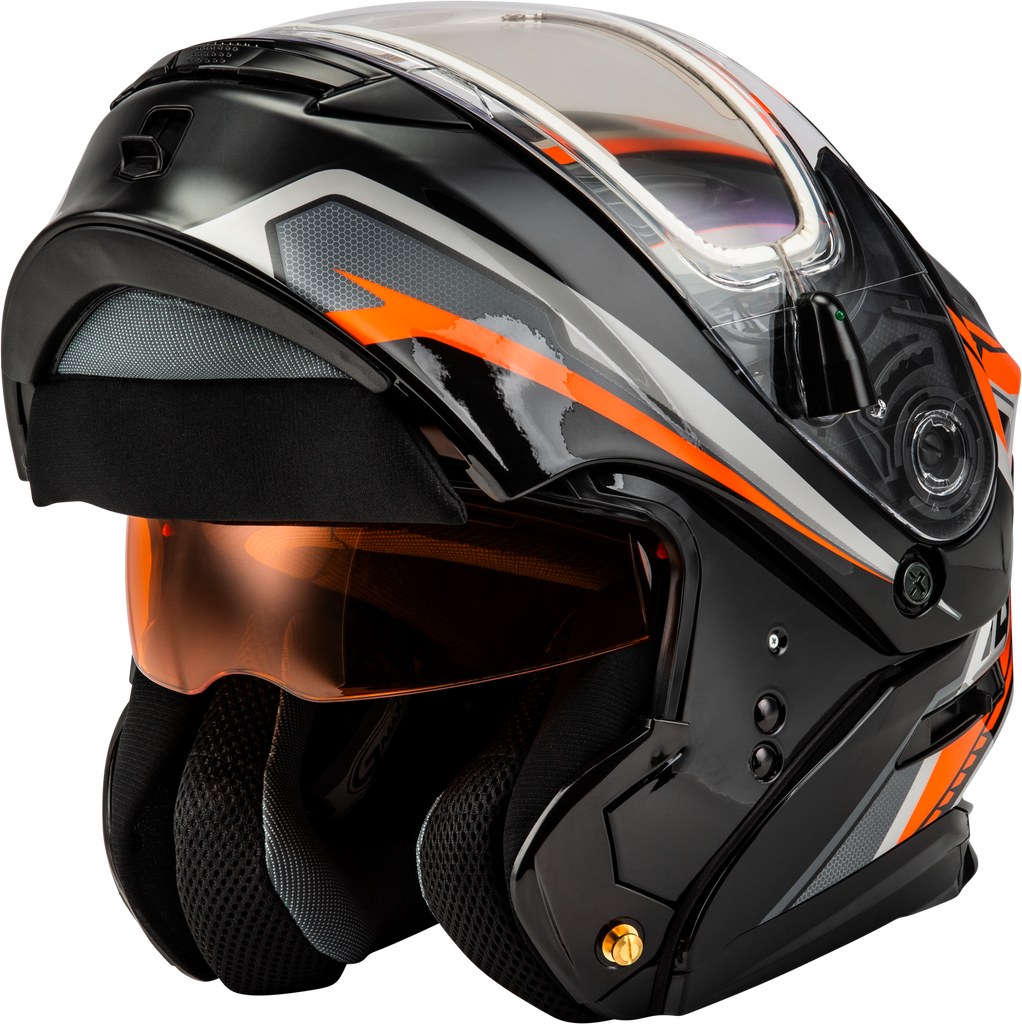 Md 01s Transistor Snow Helmet W Electric Shld Orange/Blk Lg
