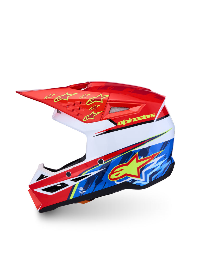 S M3 Falcon Yth Hlmt Ece06/Dot Red Fl/Wht/Blue/Yl Fl Gl Yl