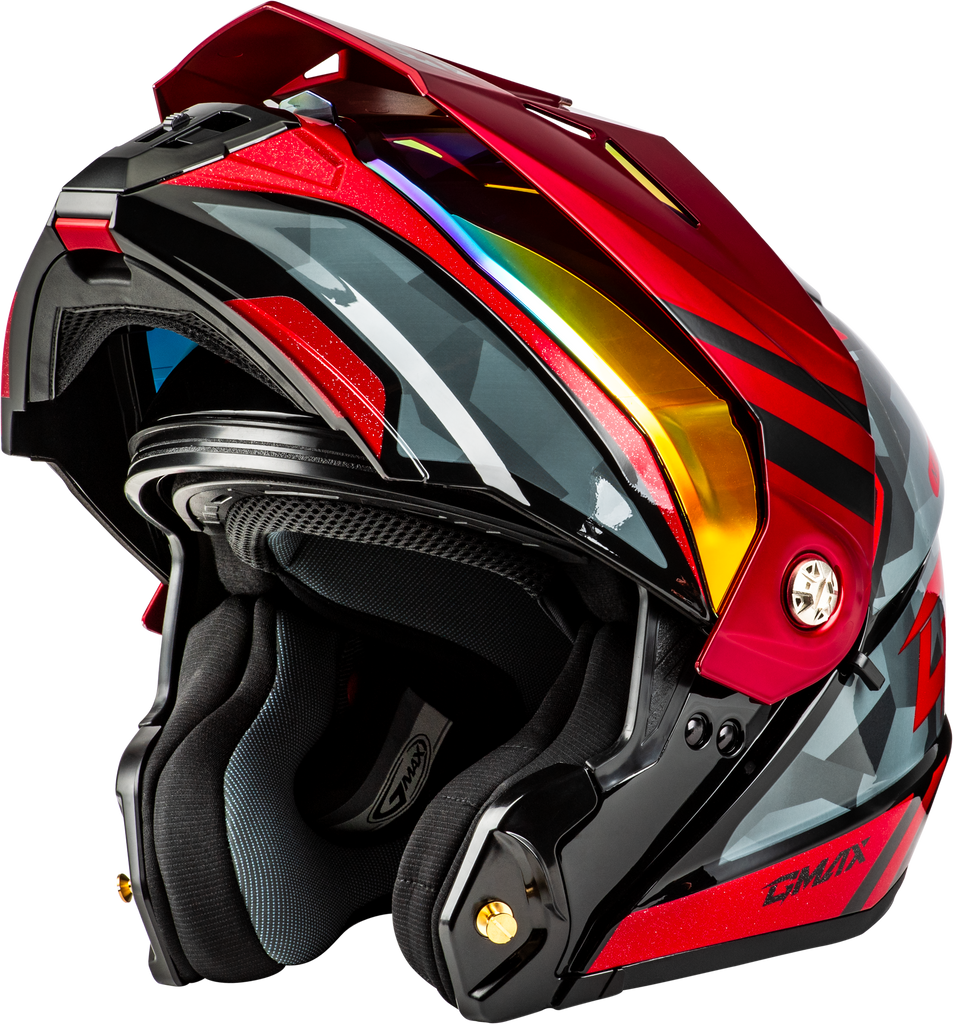 Md 74 Striker Modular Helmet W Red Shield Blk/Gry/Rd Mtlc 2x