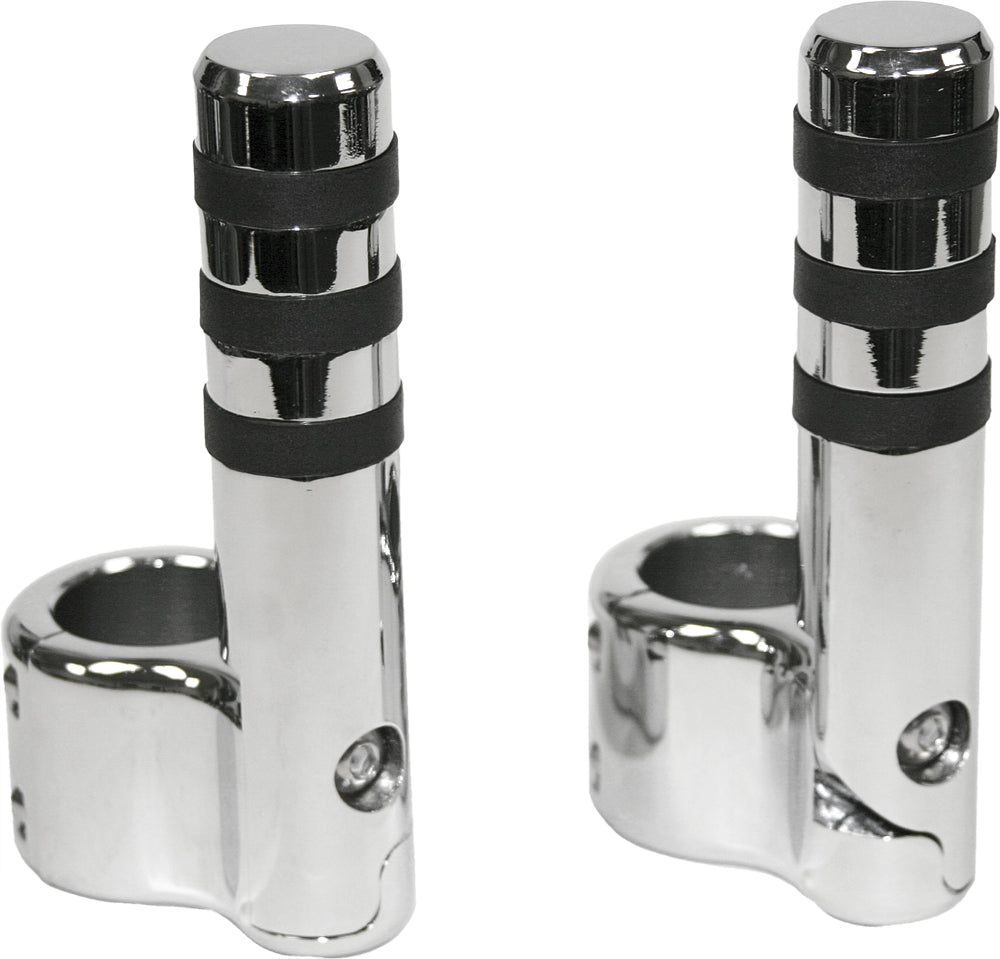 Clamp On Pegs Chr W/ Wide O Ring For 1 1/2" Bar