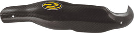 P3 brand heat shield made of carbon fiber for exhaust systems, showing a sleek, textured black surface with mounting hardware.