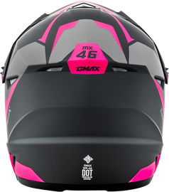 GMAX Youth MX 46Y Cyclus helmet in matte grey and pink, featuring a protective design suitable for young motocross riders.
