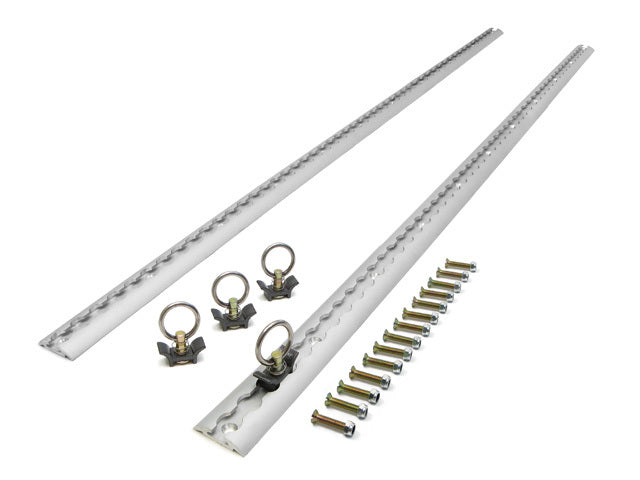 Powertye Aero Track Kit 5-foot black and silver track with adjustable connectors and mounting hardware for fitness or training use.